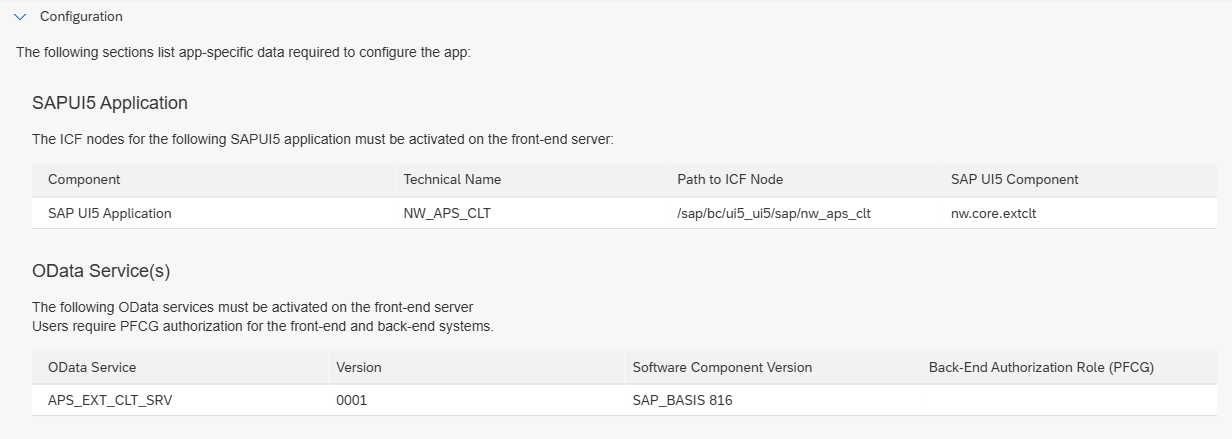 Sección Configuration de Custom Logic Tracing en la Fiori Apps Reference Library