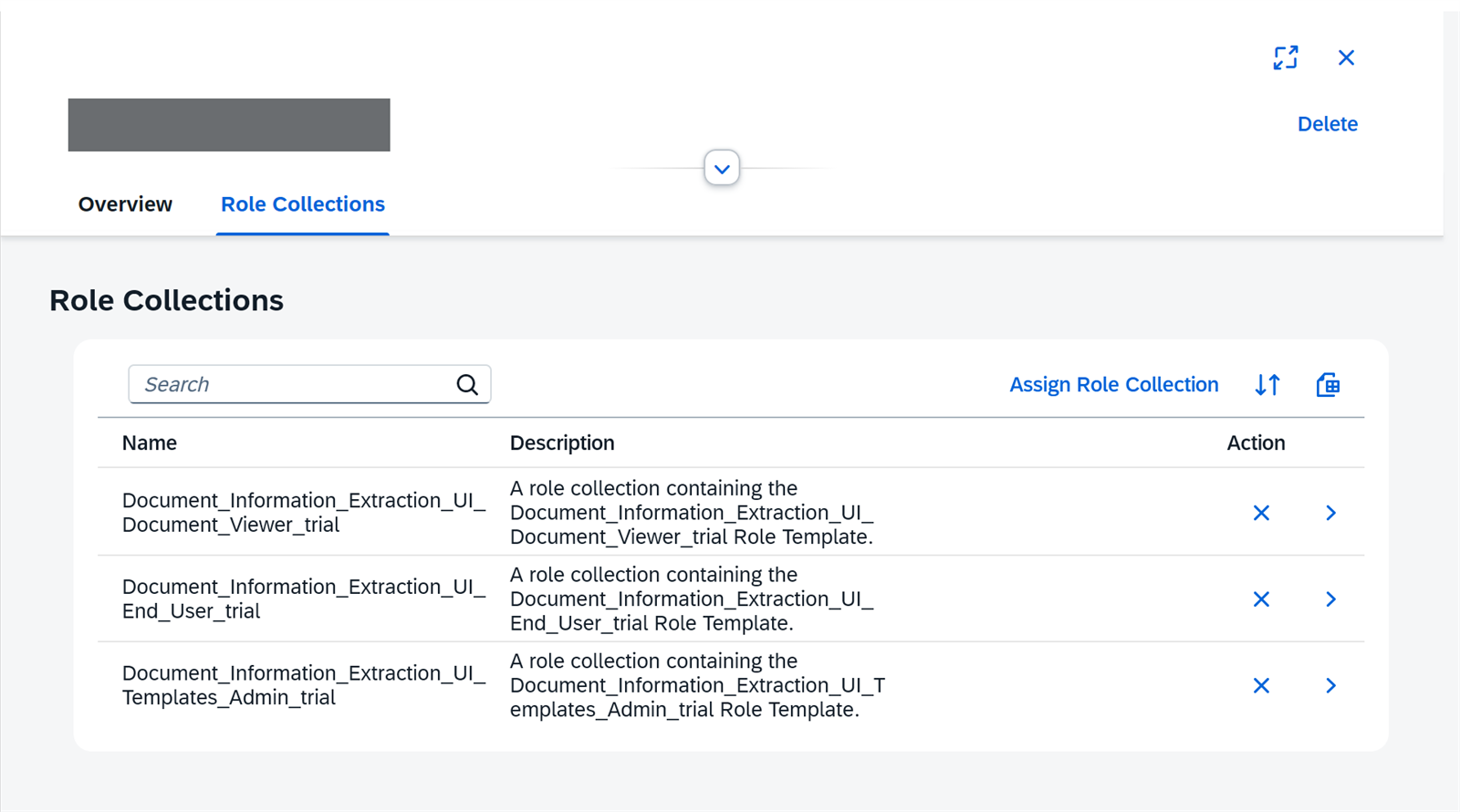 Usuario con las tres role collections de Document AI asignadas